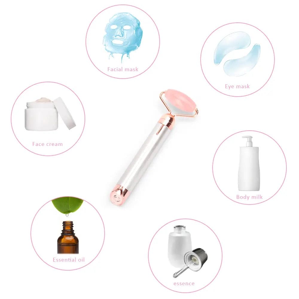New 2 In 1 Flawless Contour, Flawless Jade Roller, Micro Vibrating Facial Roller And Massager, Automatic Facial Vibrate Face Massager, Electric Pink Rose Quartz Facial Massager, Vibrating Face Body Massage Tool, Skin Care Lift Tightening Women Beauty Bar New 2 In 1 Flawless Contour, Flawless Jade Roller, Micro Vibrating Facial Roller And Massager, Automatic Facial Vibrate Face Massager, Electric Pink Rose Quartz Facial Massager, Vibrating Face Body Massage Tool, Skin Care Lift Tightening Women Beauty Bar